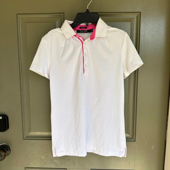 Polo Ralph Lauren White Pink Golf Polo Tailored Fit Small - Picture 1 of 4